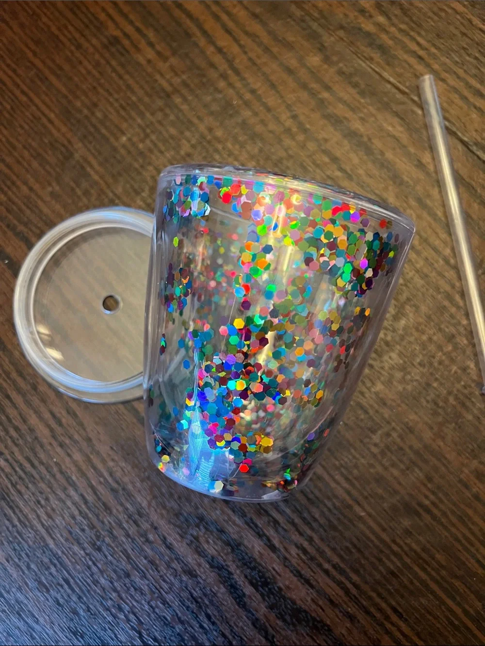 Clear Confetti Tumbler with Straw - Multi Color